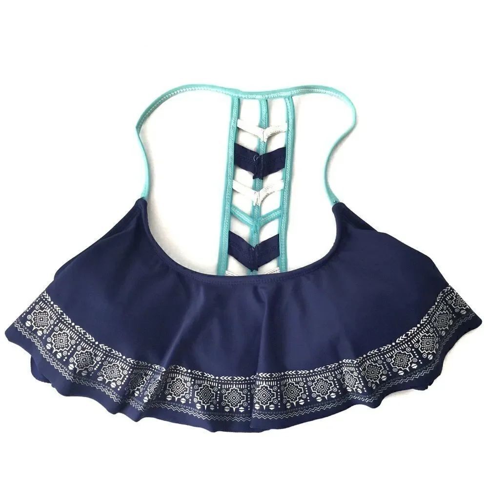 O'rageous Girls Flounce Bikini Top in Size M